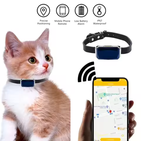 Pet Collar Mini GPS Tracker, GSM Wifi LBS Anti-lost Tracker Pet Location Collar IP67 Waterproof for 