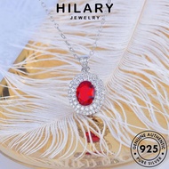 HILARY JEWELRY Chain For Necklace Sterling Rantai Silver Accessories Women Pendant Perak Perempuan Original 925 Oval Fashion Leher 純銀項鏈 Korean Ruby N1180