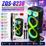 ZQS-8238 Bluetooth outdoor Speaker Dual 8 Inch Portable Karaoke Speaker colorful LED light wireless 