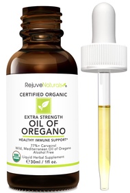 RejuveNaturals Extra Strength Oil of Oregano, USDA Organic, 1 fl oz (30ml Liquid) Wild, Mediterranea