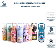 Bình Giữ Nhiệt Hình Thú Inox 316 1000ml Có Quai Xách, Nắp Bật Tiện Lợi - Giữ Nóng Lạnh Lâu Dài - Gia