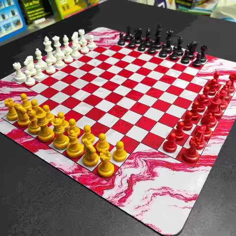 4-Player Chess, New disign mat Classic Multiplayer Board Game Set, Including 1 Chessboard Plus 64pcs