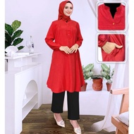 Tunik polos viscose jumbo merah cabe