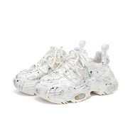 รองเท้าพ่อหนา VITTORIO VENTURA รองเท้าลำลองสำหรับผู้หญิง ทรงหัวมน ส้นสูงปานกลาง พื้นยาง วัสดุด้านในเ