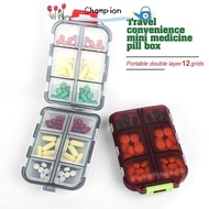 CHAMPIONO Medicine Organizer Box Pill Holder Dispenser Organiser 12 Grid Pill Box