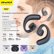 AWEI Gas Conduction Ear Hanging Exercise TWS Earphones T67 Long Life Wireless Bluetooth Earphones