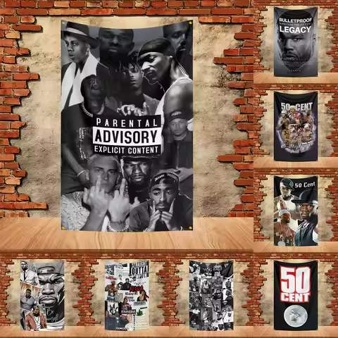 90X150ft 50 Cent Band Party Flag Polyester Printed Flag Banner Tapestry for Garden Garage Decoration