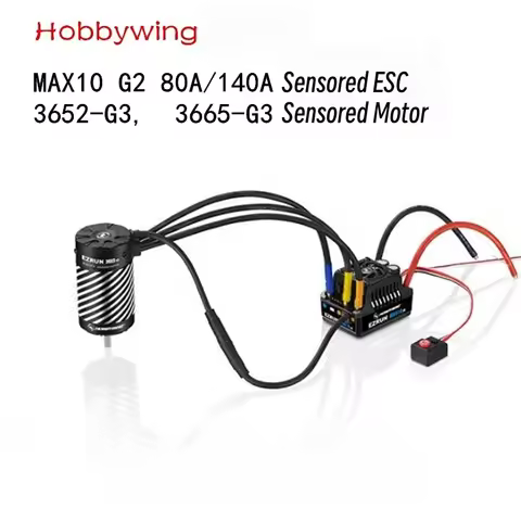 FATJAY Hobbywing Sensored Brushless Power System Combo EzRun Max10-80A/140A G2 ESC and 3652/3665 G3