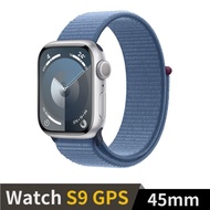 Apple Watch S9 GPS 45mm 銀鋁錶殼配冬藍運動錶環