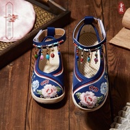 Hanfu Shoes Girls Embroidered Shoes Children Cloth Shoes Baby Ancient Miao Ethnic Princess Ethnic Sh