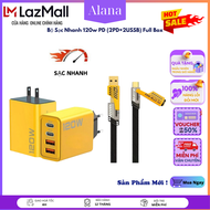 { New Sale } Bộ Sạc Nhanh 120W PD (2PD + 2USB) Full Box – Sạc Đa Cổng Siêu Tốc Củ Sạc 120w Công Suất