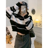 2778#条纹毛衣女装秋冬季2025新款chic温柔风小众短款针织衫上衣