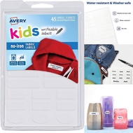 Avery No-Iron Kids Clothing Fabric Labels 40700 Washer Dryer Safe Handwrite Sticker Pack of 45's Ass