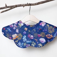 【二重紗+透氣防水】軟Q夾心~雲朵圍兜兜 口水巾 琉璃紺 TPU壓棉