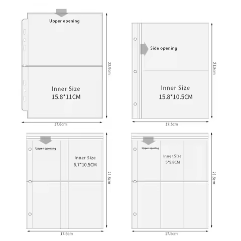 10Pcs Transparent Photo Album Inner A5 3/7-Ring Photocard Binders Sleeves 1/2/4/6 Pockets Kpop Album