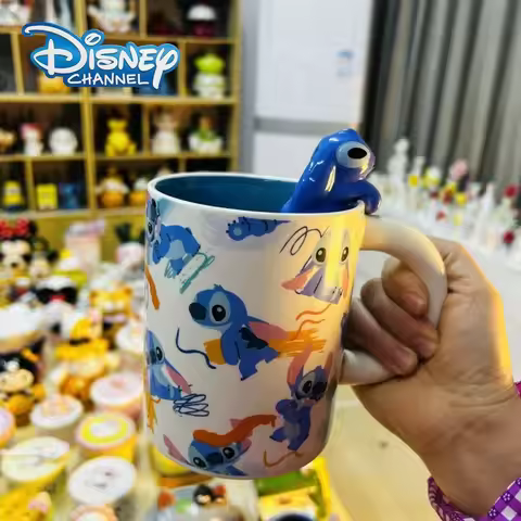 Disney Stitch Ceramic Mug Cute Cartoon Large Capacity Children's Breakfast Cup Home Creative Couple 