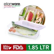 Elianware (1.85L) E-1490 Long Rectangular Transparent Fridge Freezer Food Keeper Microwavable Food C