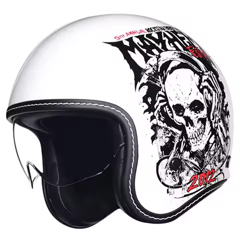 Adult Motorcycle 3/4 Open Face Helmet with Visor Cafe Racer Cruiser DOT Approved Jet Helmet Scooter
