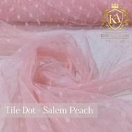 Kain Tile Tulle Polkadot / Tile DOT Tile Bintik Warna DENIM GOLD Putih Bahan Gamis Gaun Halus Jatuh