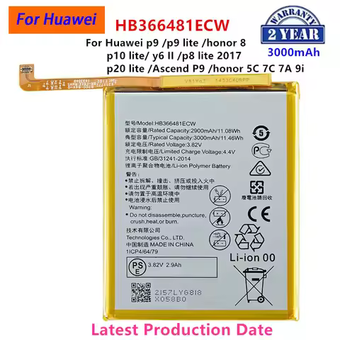 Orginal HB366481ECW For Huawei p9 /p9 lite/ honor 8/ p10 lite/ y6 II/ p8 lite 2017/ p20 lite /honor