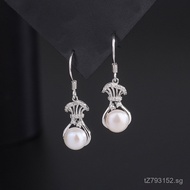 Lucky Ear Hook French Style Earrings s999Lucky Bag Chinese Style Pearl Pure Silver New Chinese Style