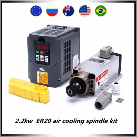 Z axis Spindle motor kit 2.2kw 2200w air cooling spindle ER20 motor + huanyang VFD inverter with RS4