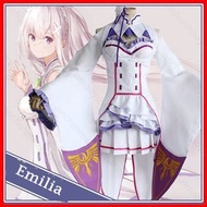 Emilia Styled Anime Cosplay Costume Wig Set - Perfect for Halloween Parties
