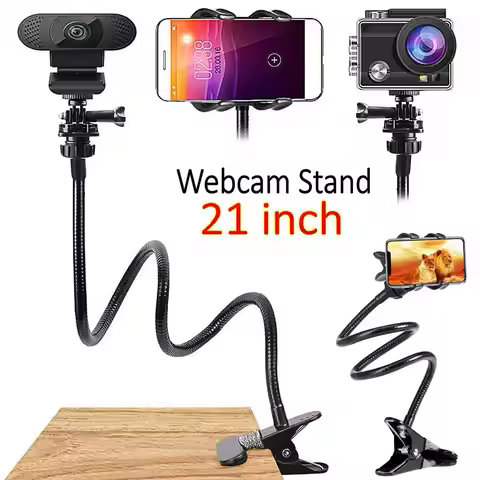 Flexible Webcam Stand Camera Mobile Phone Holder Bracket Desk Mounted Gooseneck Clamp Clip for Gopro