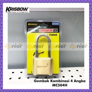 AZKO KRISBOW PADLOCK WITH 4 NUMBER COMBINATION MC504H BRASS PADLOCK / PADLOCK KIOS SHOP SHOP SHOP FE