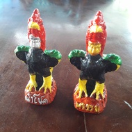 Fighting Cock Doll 1 Pair Height 13 Cm. Plus A Lottery Incense With Insurance Fast Delivery