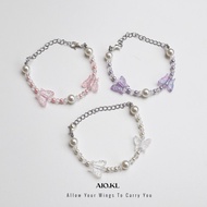 IRIS BUTTERFLY BRACELET HANDMADE AIOKL WITH PEARLS AND BUTTERFLY