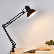 AC85-265V Flexible Swing Arm Clamp Mount Lamp Office Studio E27/E26 Bulb Table Black Desk Light Led 