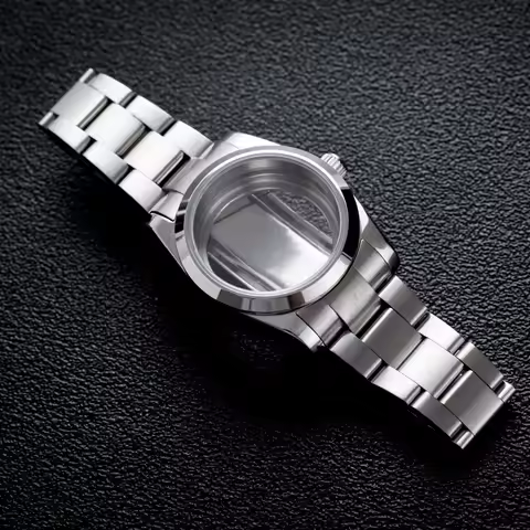 36mm Silver Smooth Bezel Watch Case For Seiko Datejust Oyster NH35/36/4R/7S Automatic Movement Sapph