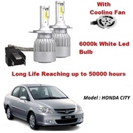 Honda City H4 Led Headlamp Headlight Bulb Cooling Fan White Lampu Depan Besar Mentol Kereta