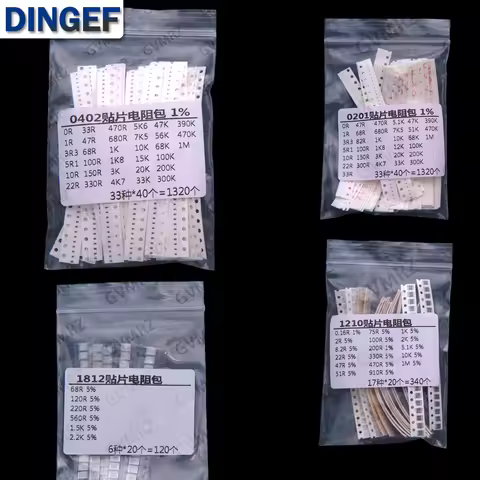 33/17/12Values 0603 0402 0201 2010 1812 SMD resistor sop Each 50PCS Each 25PCS 1k 2k 3k 4k 5k 1K-5K 