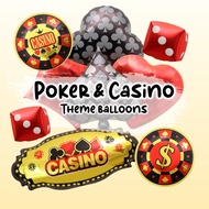Poker Card Casino Coins Spade Club Diamond Heart Dice Balloon Birthday Celebration Adults Party