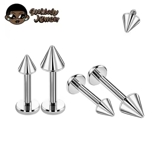 10pcs Implant Grade F136 Titanium Gothic Spike Labret Tragus Helix Bar Lip Bar Rings Stud Cartilage