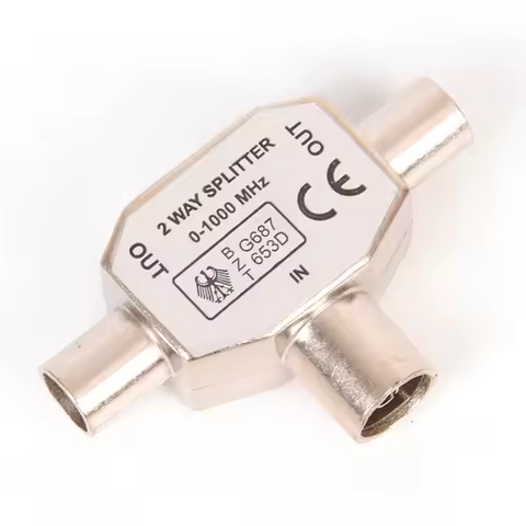2 Way TV Aerial Coaxial Splitter Coax Metal Signal T Adapter Combiner 2 Male To 1 Female Adapter For