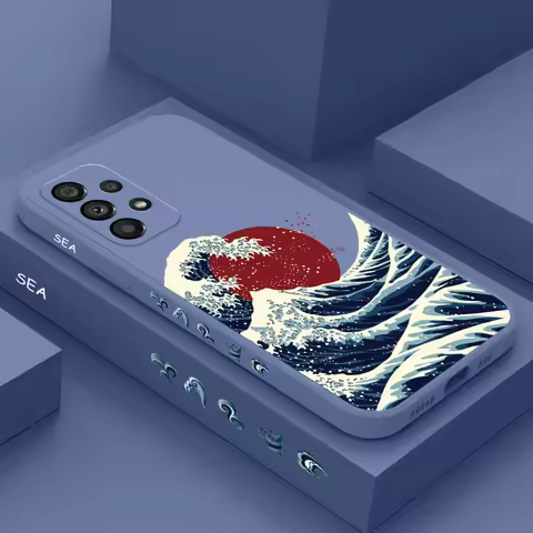 Red Sun Sea Waves Case Samsung A17 A56 A36 A26 A54 A34 A24 A73 A53 A33 A23 A15 A25 A35 A55 A13 A03 A