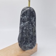 溫潤烏雞關聖帝君關公吊墜牌件 | 天然緬甸玉A貨翡翠