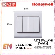 Honeywell R4784W1WHI 4 Gang 1-Way 16AX Wide Rocker Switch