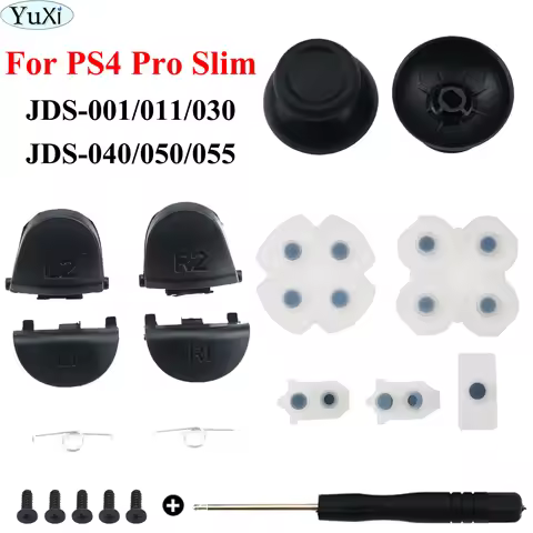 YuXi R2 L2 L1 R1 Trigger Buttons Mod Kit for PlayStation4 PS4 Pro Slim Controller Analog Stick Caps 