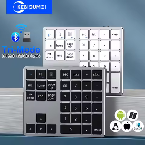 Bluetooth 5.0 Numeric Keypad Tri-Mode BT5.0 BT3.0 2.4G Wireless Keyboard K35 Digital Keyboard 300mAh