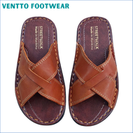 Ventto Footwear Marikina Made Sandals for Men Leather Slippers Panlalaki Classic De Ekis na Tsinelas