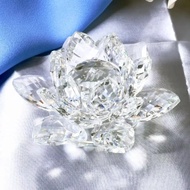 OKKFINE 60-140mm Crystal Lotus Flower Figurine Paperweight Table Ornaments Lotus Flower Decor Lotus
