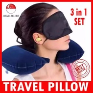 [ SG Local Seller ] 3in1 Travel Air Cushion Pillow [ U-Shaped Neck + Eye Shade Mask + Ear Plugs ] T1