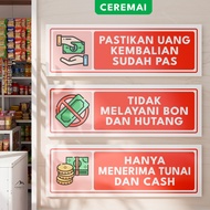 Warning Signs for Money Shops, Recycling, Minimarkets, Shops, Shophouses, Shops, Cafes, Restaurants,