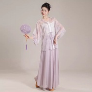 Huajian Classical Dance Clothes Hanfu Improved Cardigan Gauze Clothes Large Swing Skirt Chinese Ethn
