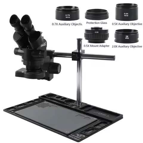 Eakins 3.5X-90X Zoom Simul-Focal Trinocular Aluminum Alloy Base Stand Stereo Microscope For Phone Re