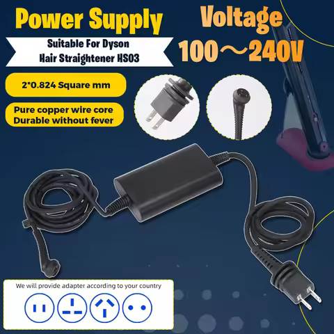 Power Cord for Dyson HS03 Hair Straightener 100-240V Power Supply Charging Cable Replacement
